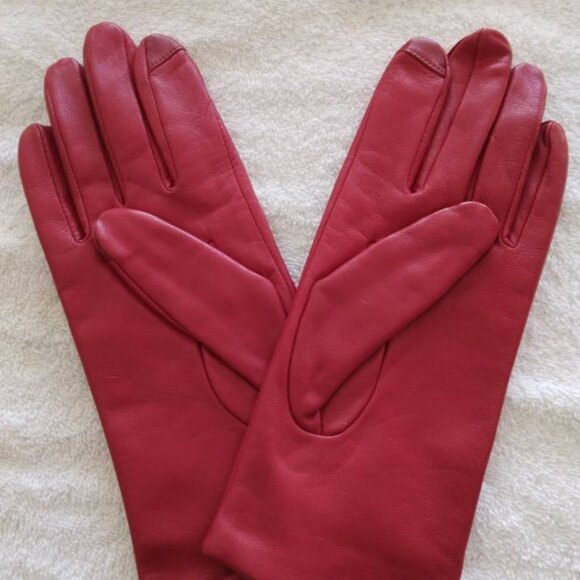NWT Women's EZ Touch Screen Cashmere Lined Leather Gloves Red Sz XL - Picture 3 of 4